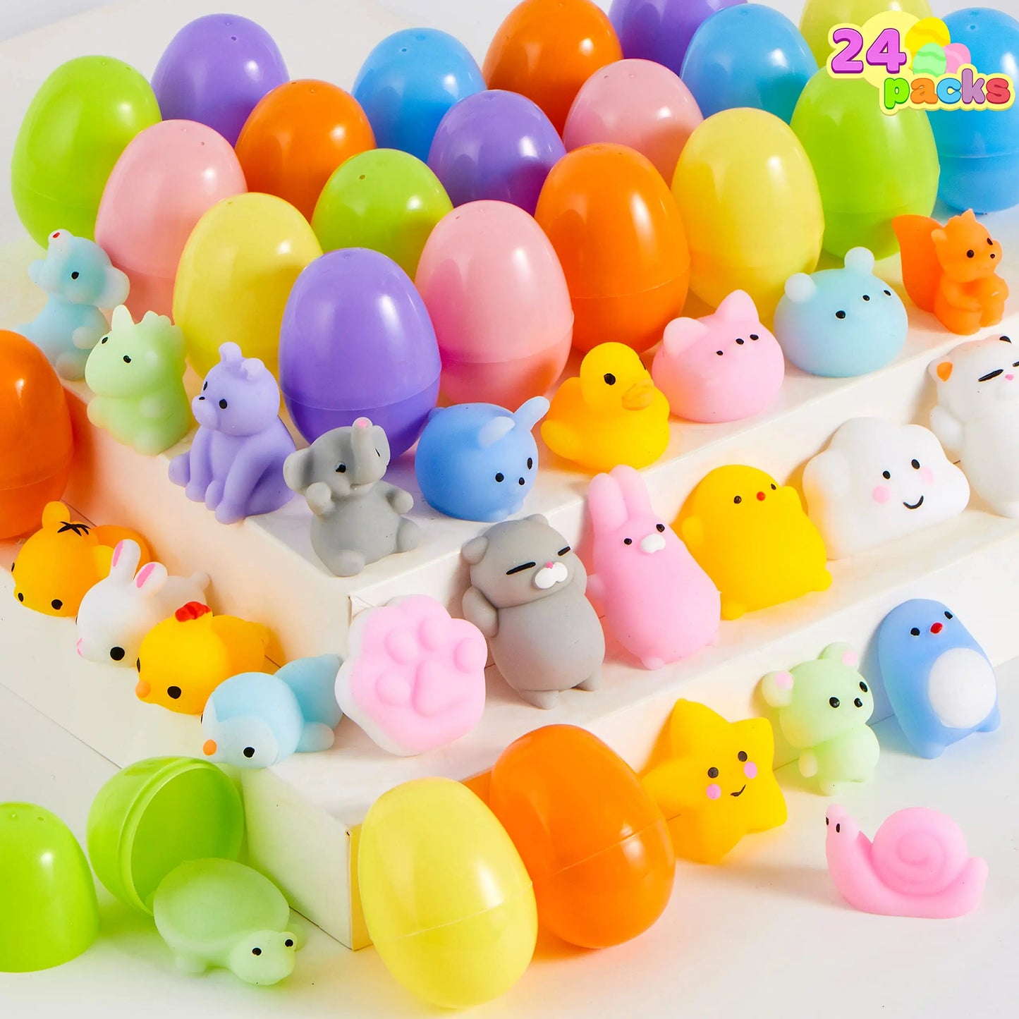 Pre-filled Easter Eggs with Squishy Animals – Pack of 24